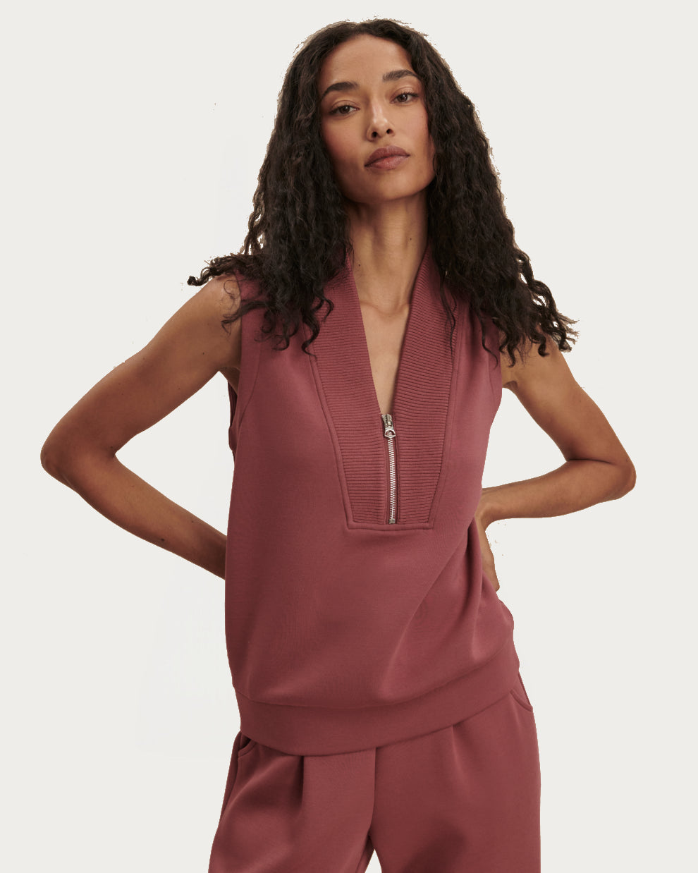 Varley Beau Sleeveless Half-Zip Set