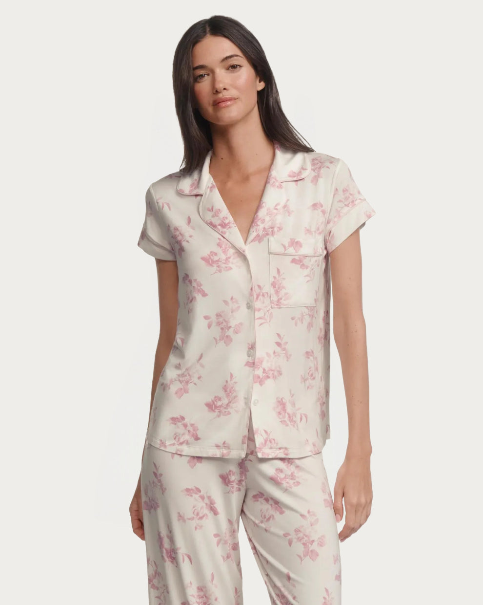 Eberjey Gisele Printed TENCEL™ Modal Short Sleeve Cropped PJ Set - Room Service