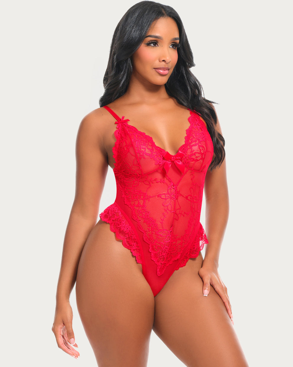 Valentine Sheer Lace Teddy - Room Service